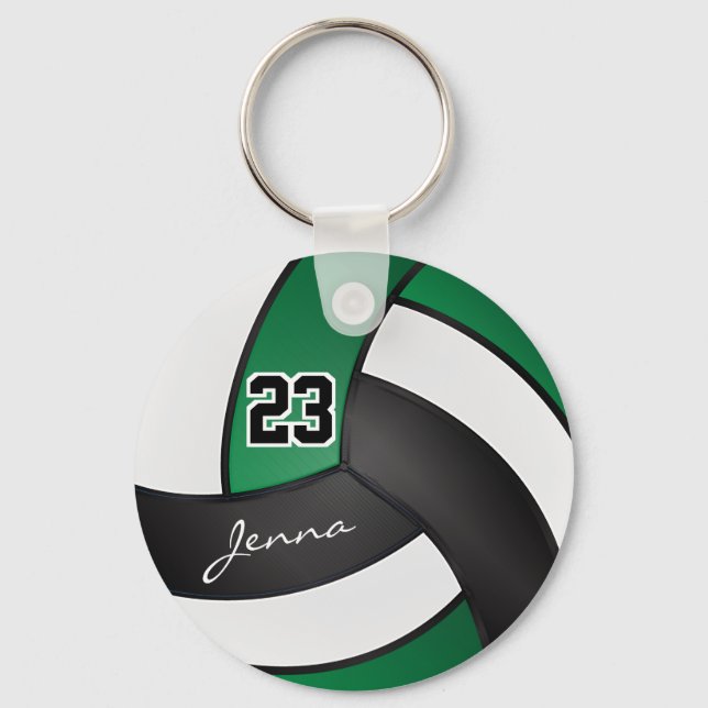 Chaveiro Voleibol Verde, Branco e Negro - Personalizar (Frente)
