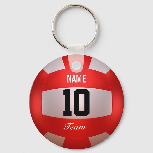 Chaveiro Voleibol Vermelho Personalizado (Frente)