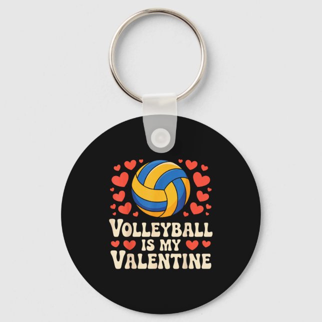 Chaveiro Volleyball Is My Valentine Romantic Valentines Day (Frente)