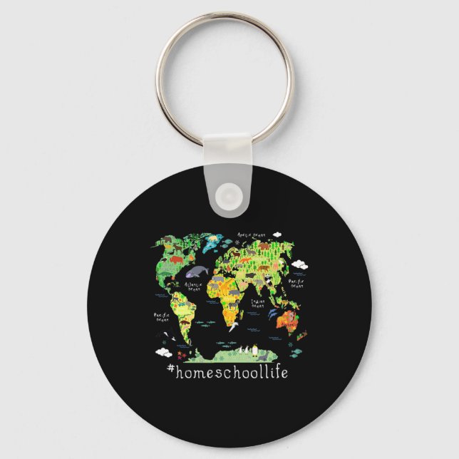 Chaveiro Voltar à Escola Escolar Mundo Mapear Geografia (Frente)