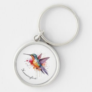 Chaveiro Voo Colorido, beija-flor aquarela personalizado
