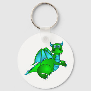 Chaveiro Vôo crepuscular - dragão verde & azul bonito