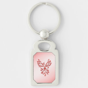 Chaveiro Voo de Um Vermelho Phoenix a Rosa