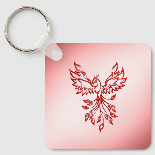 Chaveiro Voo de Um Vermelho Phoenix a Rosa (Frente)