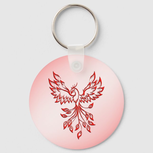 Chaveiro Voo de uma Fênix Vermelha sobre Rosa (Frente)