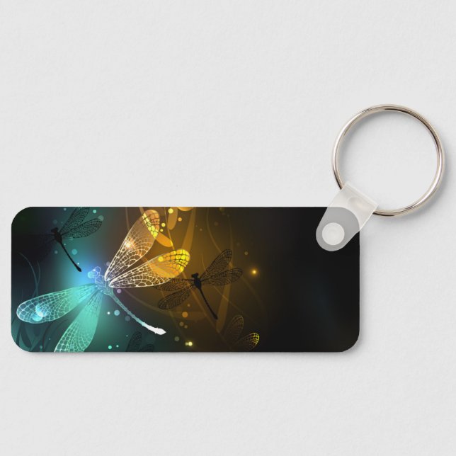 Chaveiro Voo luminoso verde de libélula (Frente)