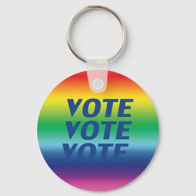 Chaveiro votação do voto - orgulho lgbtq lgbt cores do arco (Frente)