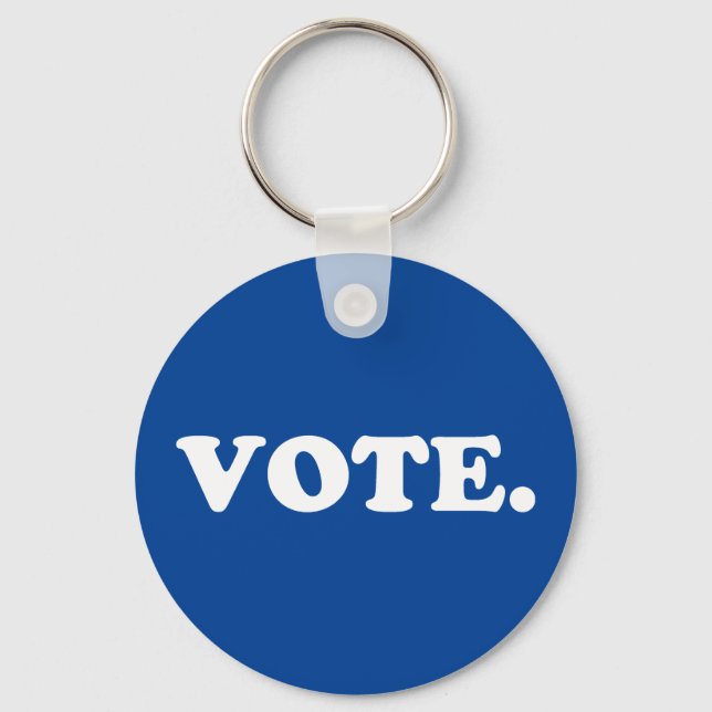Chaveiro Votar azul e branco simples moderno (Frente)