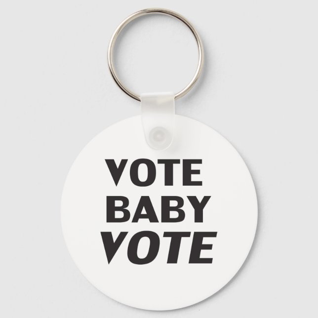 Chaveiro Vote Baby Vote preto e branco moderno (Frente)