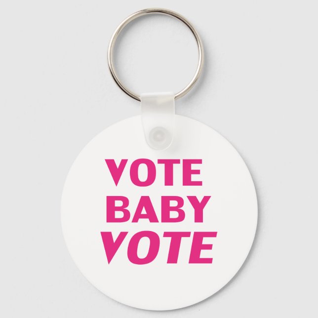 Chaveiro Vote no Bebê - rosa quente, magenta, branco fuchsi (Frente)