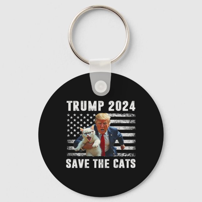 Chaveiro Vote Trump 2025 Engraçado Salve Os Gatos  (Frente)