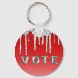 Chaveiro Voto de Fundo Vermelho com Brilho Prateado