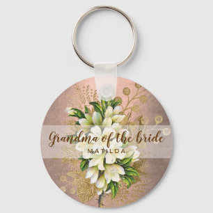 Chaveiro Vovó floral rosa de cobre da noiva