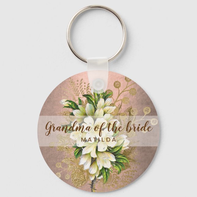 Chaveiro Vovó floral rosa de cobre da noiva (Frente)