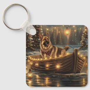 Chaveiro Voz Festiva do Natal german shepherd