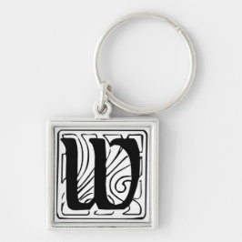 Chaveiro W Monogramm schwarz weiß Schlüsselanhänger