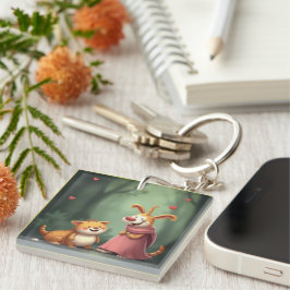 Chaveiro „Waldfreunde voller Herz – Ein magisches Treffen“