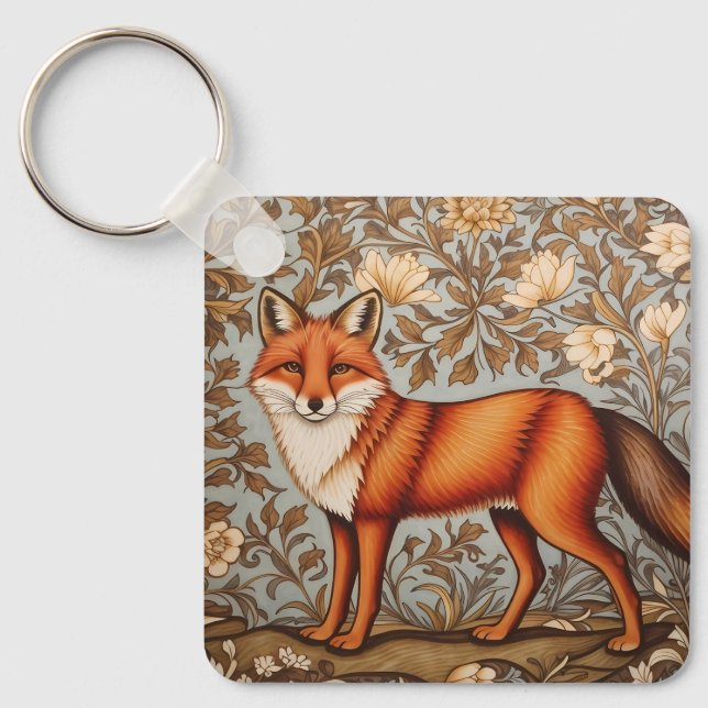 Chaveiro Walking Fox William Morris Inspired  (Frente)