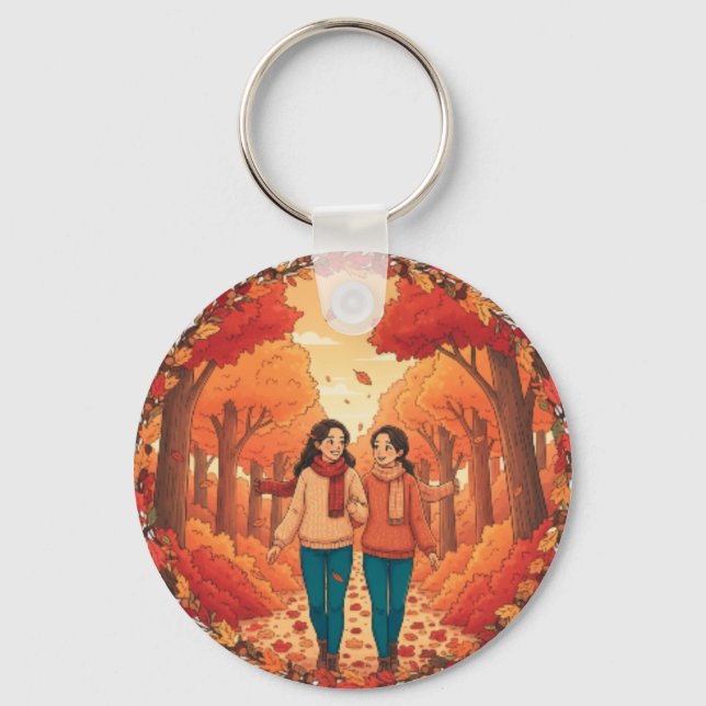 Chaveiro Walking Friends Icon | Cute Thanksgiving Keychain (Frente)