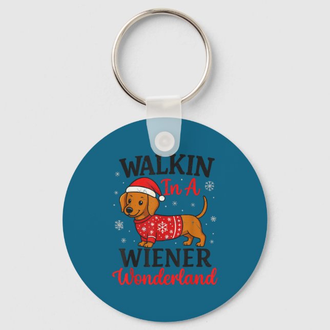Chaveiro Walking In Weiner Wonderland Mini Dachshund Christ (Frente)