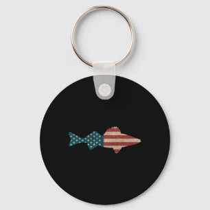 Chaveiro Walleye Fish American Flag Sauger Angling