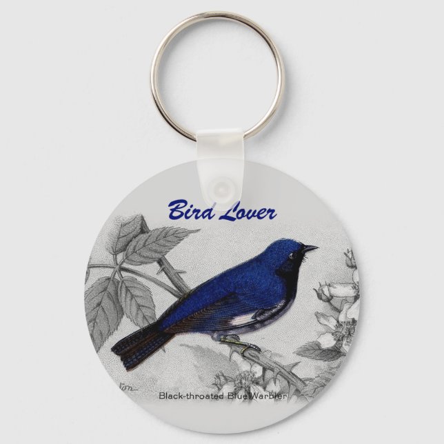 Chaveiro Warbler Azul Ameaçado Preto Personalizável (Frente)