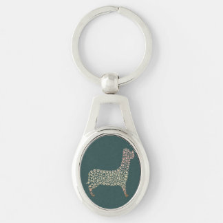 Chaveiro Warm Gold Gradient Paw Print Dog Silhouette Fabric