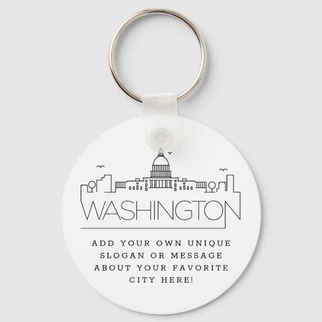 Chaveiro Washington DC Estilizou Skyline | Slogan Personali (Frente)