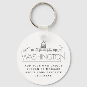 Chaveiro Washington DC Estilizou Skyline  Slogan Personaliz