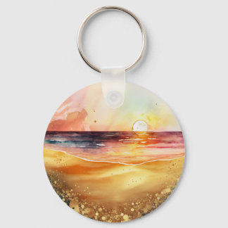 Chaveiro Watercolor Beach Sunset