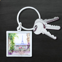 Watercolor Eiffel Tower Paris Café Francês