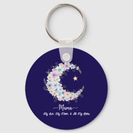Chaveiro Watercolor Floral Moon Mama