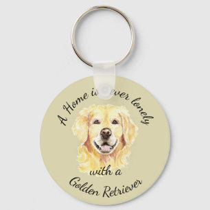 Chaveiro Watercolor Golden Retriever Dog Pet Animal