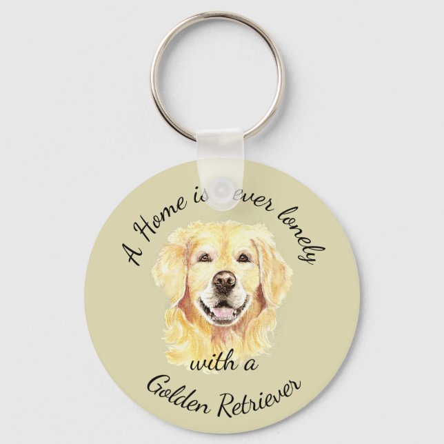 Chaveiro Watercolor Golden Retriever Dog Pet Animal (Frente)