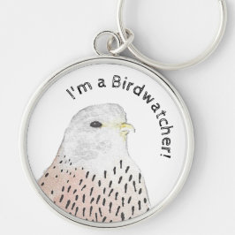 Chaveiro Watercolor Kestrel Eu sou um Birdwatcher