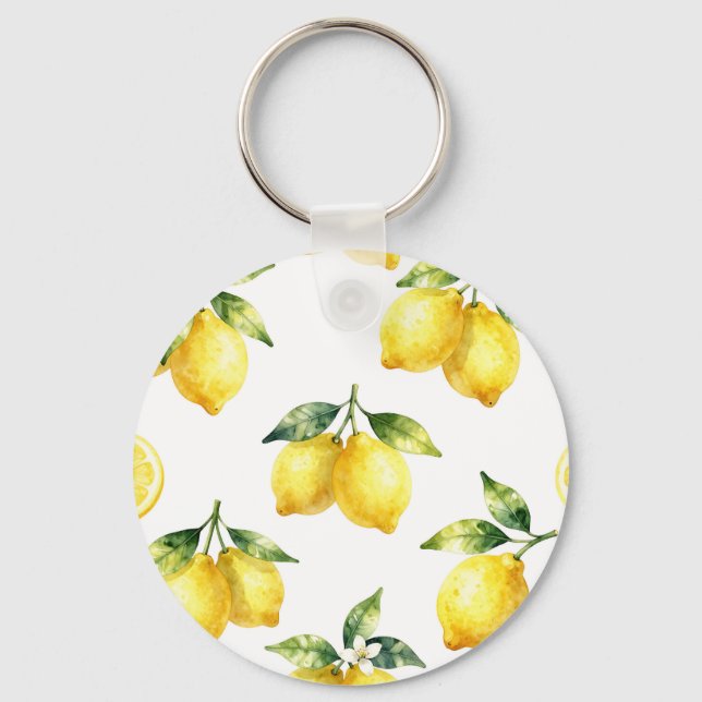 Chaveiro Watercolor Lemon Pattern (Frente)
