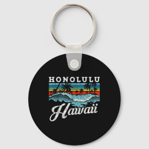 Chaveiro Waves Beach Honolulu Hawaiai — Retro de Navegação
