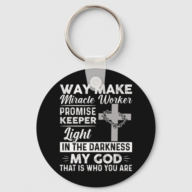 Chaveiro Waymaker Miracle Worker Promise Keeper Jesus (Frente)