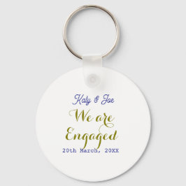 Chaveiro We are Engaged purple gold name date elegant simpl