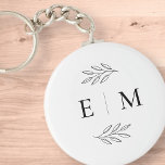 Chaveiro Wedding Elegant Chic Modern Simple Chic Monogram<br><div class="desc">Composed of simple straight lined frames with classic cursive script and serif typography. These elements are simple,  timeless,  and classic.. 

This is designed by White Paper Birch Co. exclusive for Zazzle.

Available here:
http://www.zazzle.com/store/whitepaperbirch</div>