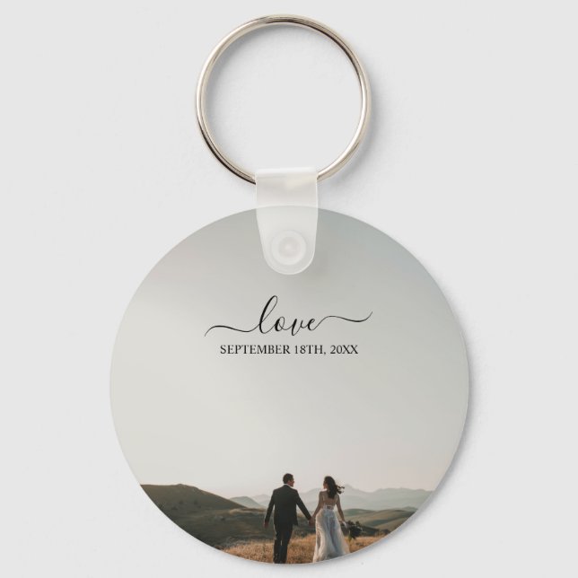 Chaveiro Wedding Photo Memory Love Script Wedding (Frente)
