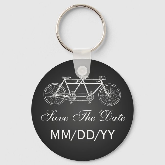 Chaveiro Wedding Save The Date Tandem Bike Black (Frente)
