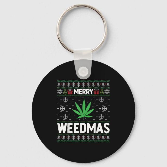 Chaveiro Weed Merry Weedmas Xmas Smoking  (Frente)