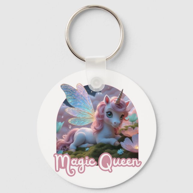 Chaveiro Weißes Einhorn mit Flügeln - Magic Queen (Frente)