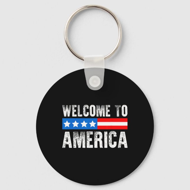 Chaveiro Welcome To America Patriotic Usa Flag New American (Frente)