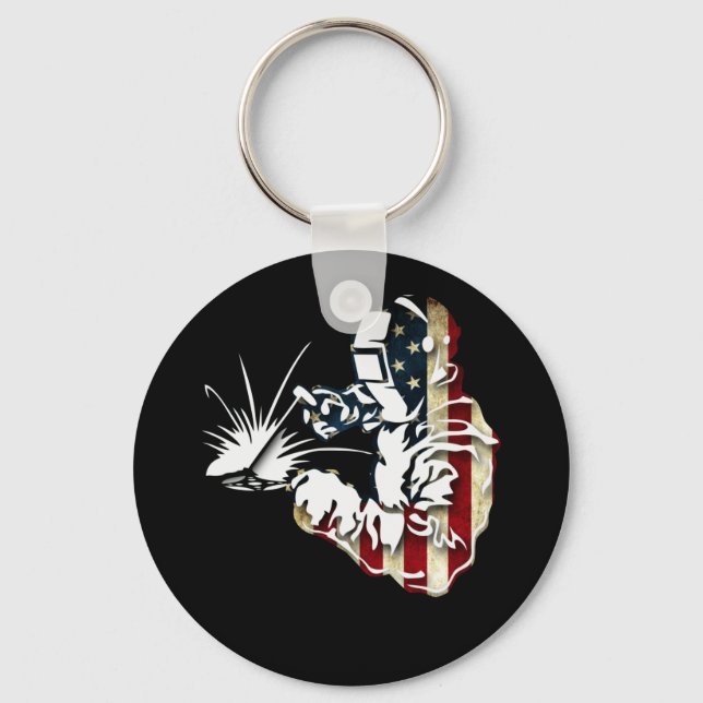 Chaveiro Welder American Flag USA Patriotic Welder Gift (Frente)