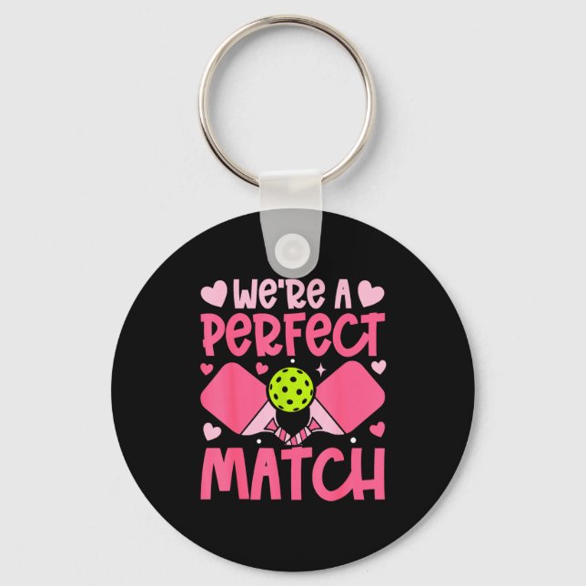 Chaveiro We're A Match Ckleball Couple Paddle Hearts Valent (Frente)