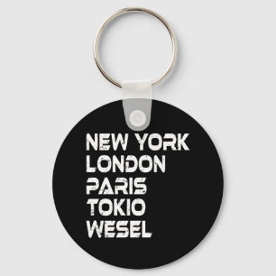Chaveiro Wesel New York London Tokio Paris Anhänger