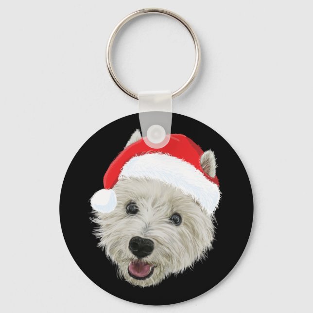 Chaveiro West Highland Terrier Christmas Santa Hat (Frente)