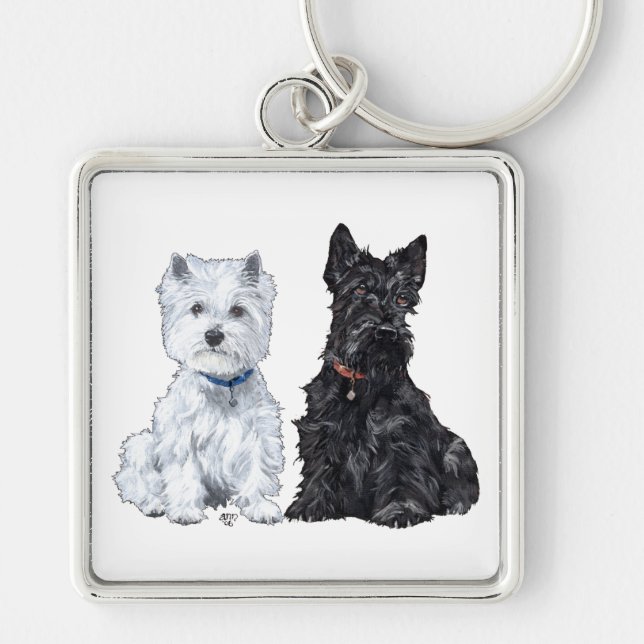 Chaveiro West Highland White & Scottish Terriers (Frente)